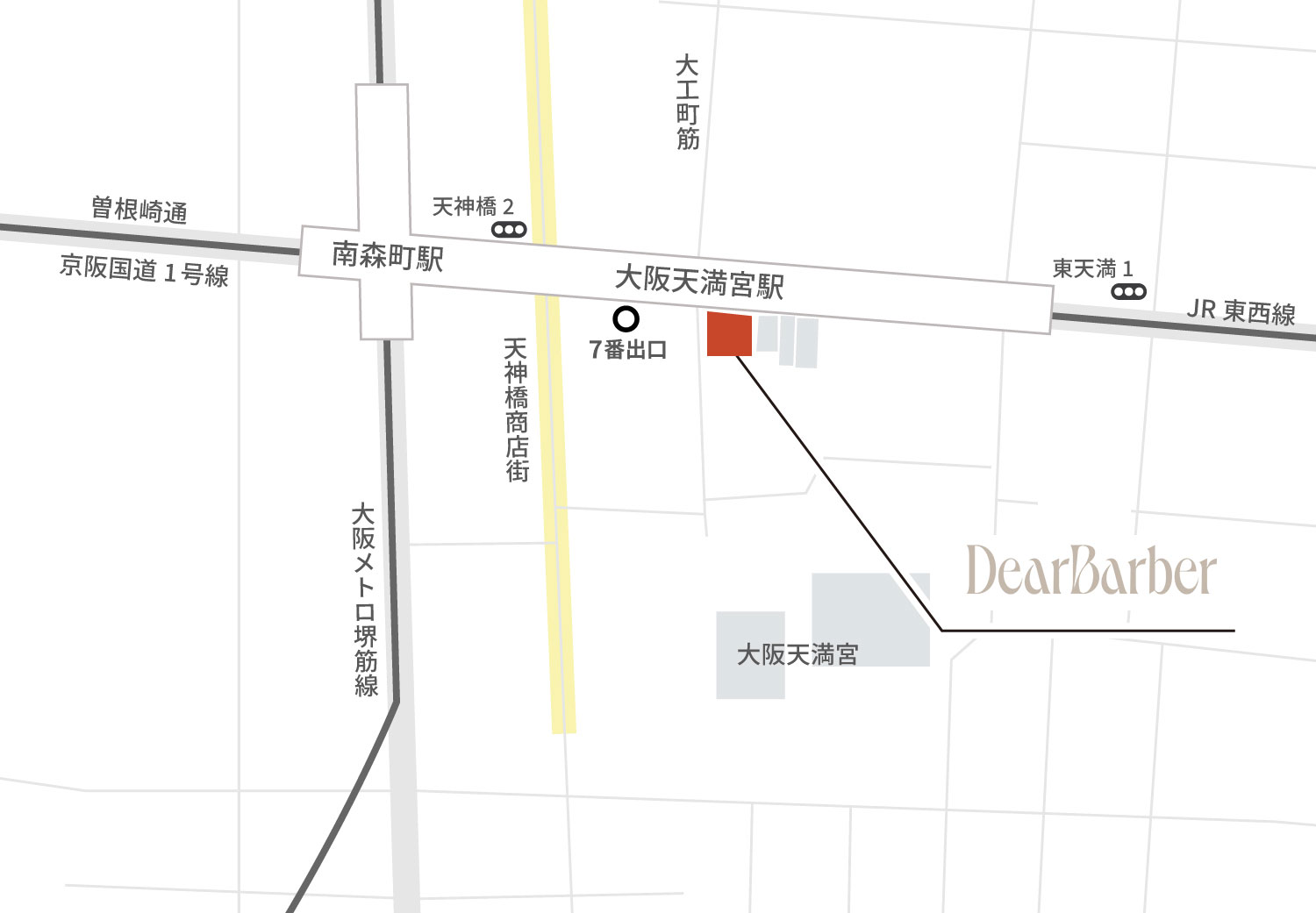 DEAR BARBER(ディアバーバー)南森町店のマップ